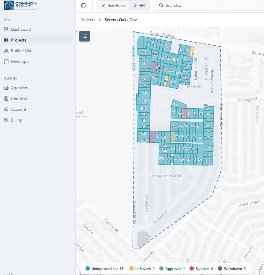 Common Sight ARC project map view
